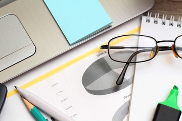 Business concept with a report, money and a calculator	