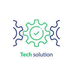Cogwheel and check mark, integration concept, technology solution, system compliance, business automation, software development