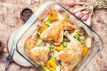 Baked chicken with zucchini