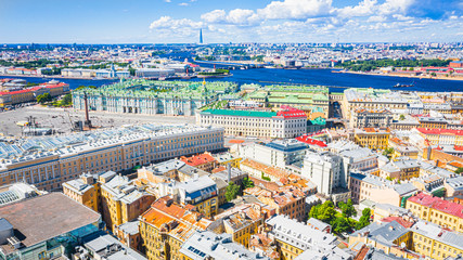 Panorama of Sankt-Petersburg. View of the Peter and Paul Fortress. St. Petersburg from the air. Saint Petersburg, Russia.
