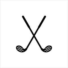 Golf Club Icon, Golf Stick Icon, Gold Sport Stick Icon