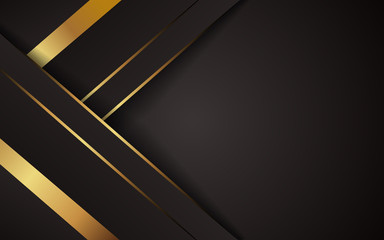 Dark abstract modern background texture. Overlap layers 3d effect with golden light decoration