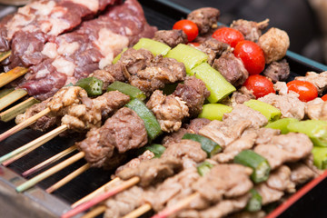 Barbecue in the tray of the buffet