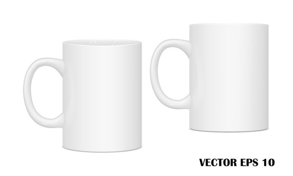 Vector realistic image (layout, mockup) mug(cup) for drinks from different points of view. EPS 10.