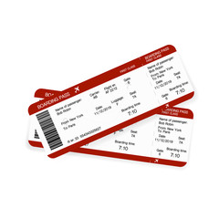 Airplane tickets on white