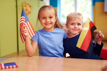 Portrait of preschool children learning languages