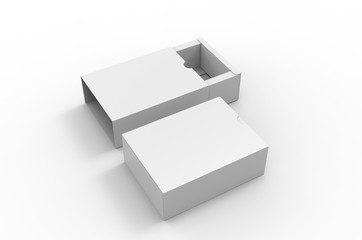 Blank sliding drawer box with thumb cut for branding presentation. 3d render illustration.