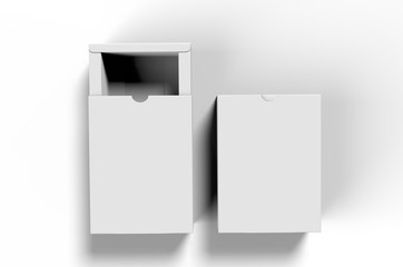 Blank sliding drawer box with thumb cut for branding presentation. 3d render illustration.