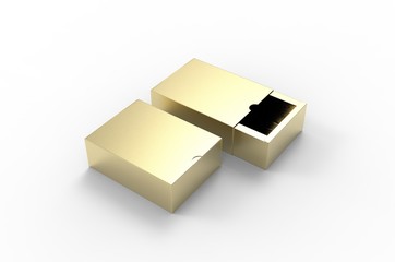 Blank sliding drawer box with thumb cut for branding presentation. 3d render illustration.