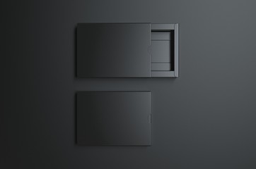 Blank sliding drawer box with thumb cut for branding presentation. 3d render illustration.