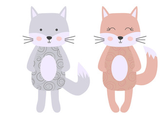 Cute cartoon cat boy in scandinavian style. Childish print for nursery, kids apparel,poster, postcard.