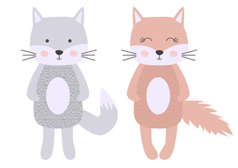 Cute cartoon cat boy in scandinavian style. Childish print for nursery, kids apparel,poster, postcard.