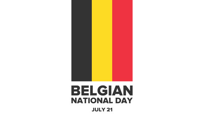 Belgian National Day. Belgium Independence day. Annual holiday in Belgium, celebrated in Jule 21. Patriotic design. Poster, greeting card, banner and background. Vector illustration