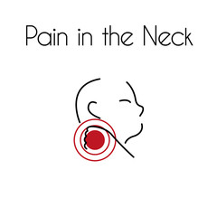 Vector Pain in the Neck Linear Icon of Young Man