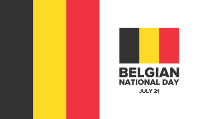 Fototapeta premium Belgian National Day. Belgium Independence day. Annual holiday in Belgium, celebrated in Jule 21. Patriotic design. Poster, greeting card, banner and background. Vector illustration