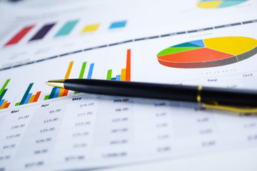 chart or graph paper. Financial, account, statistics and business data concept.
