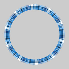 Round frame vector vintage pattern design template. Circle border designs plaid fabric texture. Scottish tartan background for collage art, gif card, handmade crafts.