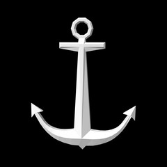 Nautical anchor. Isolated on black. 3D vector illustration.