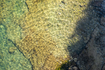 Aerial view of rocky stone beach in Croatia