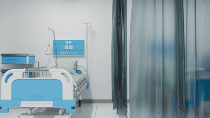 Single Patient Bed with Medical Equipment Inside a Recovery Room