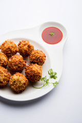 Crispy Noodles/maggie Pakora or pakoda is a popular indochinese street food served with ketchup