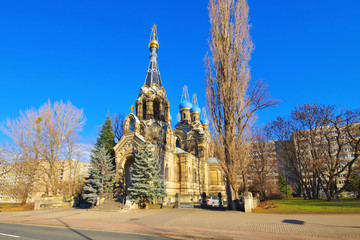 Naklejka premium Dresden Russisch-Orthodoxe Kirche - Russian Orthodox Church in Dresden