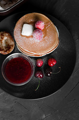 Fresh pick up forest fruit with wholegrain pancakes