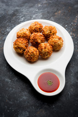 Crispy Noodles/maggie Pakora or pakoda is a popular indochinese street food served with ketchup