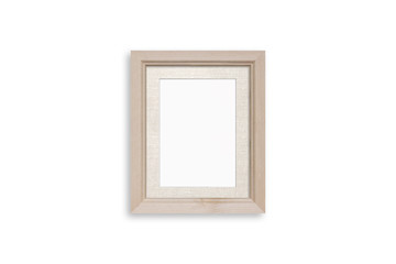 Photo frame, blank realistic framework with decorative textile background, interior decor element mock up