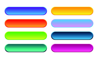 Set of colored gradient web buttons on white background. Web elements.