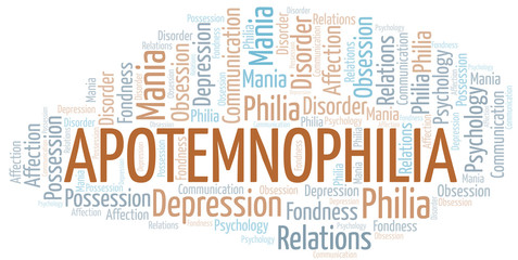 Fototapeta premium Apotemnophilia word cloud. Type of Philia.