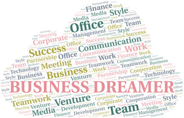 Obraz premium Business Dreamer word cloud. Collage made with text only.