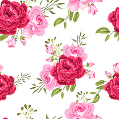 beautiful seamless pattern flowers and leaves