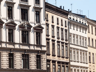 Tenement houses / town house windows street urban style background. Cracow, Poland and polish...