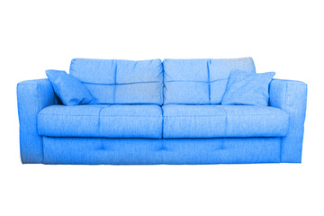 Fototapeta na wymiar Modern blue sofa or couch furniture isolated on white background