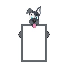 Vector logo. Dog with frame. Concept of pet label template or frame for business logo or photo.