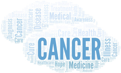 Cancer word cloud. Vector made with text only.