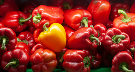 Obraz na płótnie Canvas Bell Peppers stack of colors in supermarkets.