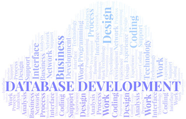 Obraz premium Database Development word cloud. Wordcloud made with text only.