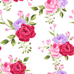 beautiful seamless pattern flowers and leaves