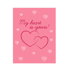 Beautiful pink Valentine s Day card with hearts