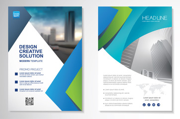Template vector design for Brochure, AnnualReport, Magazine, Poster, Corporate Presentation, Portfolio, Flyer, infographic, layout modern with blue color size A4, Front and back, Easy to use and edit.