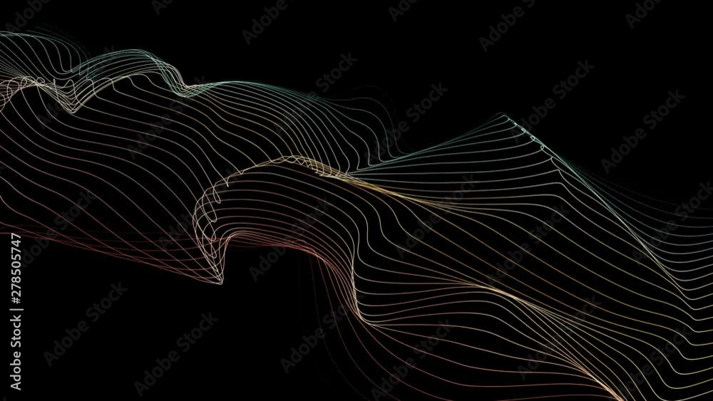 Sticker seamless neon glowing waves. big data wave of particles. futuristic neon glowing surface. abstract m
