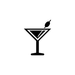 Martini Cocktail, Liquor Drink Flat Vector Icon