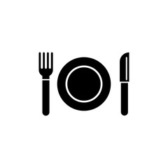 Plate and Cutlery, Fork, Knife Flat Vector Icon