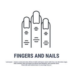 Vector icon. Line design. Fingers and nails. Medicine and anatomy. Anatomical structure of man. Symbol, element, sign, logo, emblem. Concept illustration.
