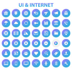 Trendy flat design big UI and Internet icons set