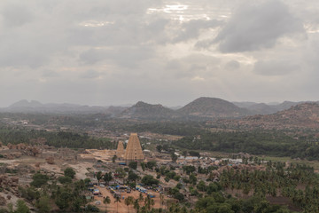 Obraz premium Aerial View of Virupaksha or Pampapati temple and Whole Hampi, Karnataka, India