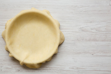 Raw dough for preparation apple pie, top view. Flat lay, from above, overhead. Copy space.