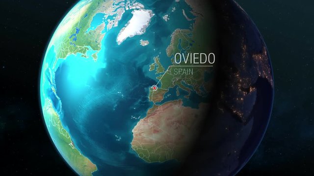 Spain - Oviedo - Zooming from space to earth